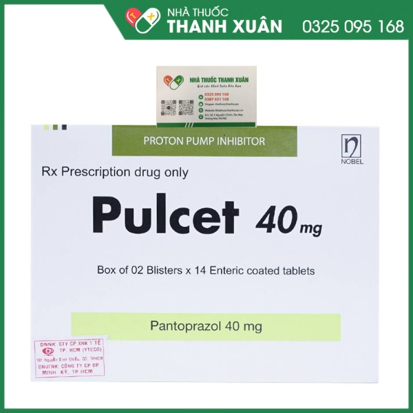 Pulcet 40mg - Điều trị chứng trào ngược dạ dày - thực quản, loét dạ dày, tá tràng